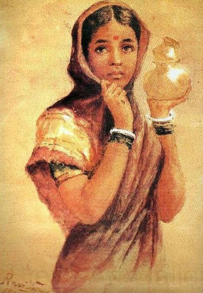 Raja Ravi Varma The Milkmaid Spain oil painting art